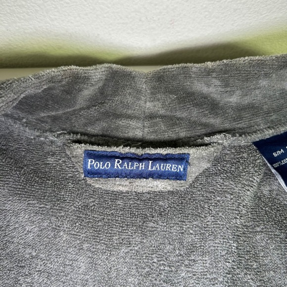 Polo Ralph Lauren Men's Gray Cotton Velour Bath Robe S/M Cozy Loungewear Holiday - Picture 3 of 12
